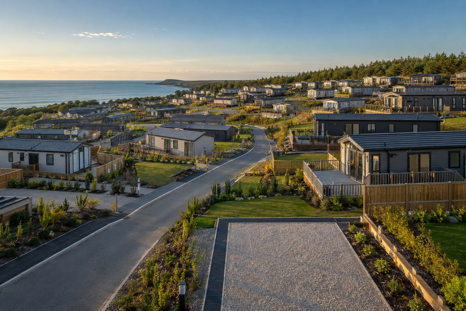 A completed holiday-home development with occupied pitches